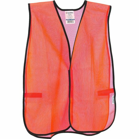 GLOBAL INDUSTRIAL Hi-Vis Safety Vest, Mesh, Orange, One Size 641642O